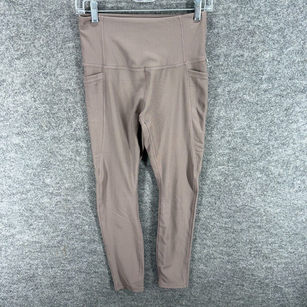 Unbranded Activewear Leggings Women M Medium Brown Mid Rise Capri Pull On Skinny